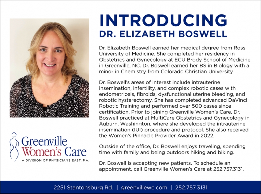 Introducing Dr. Elizabeth Boswell, Greenville Women's Care