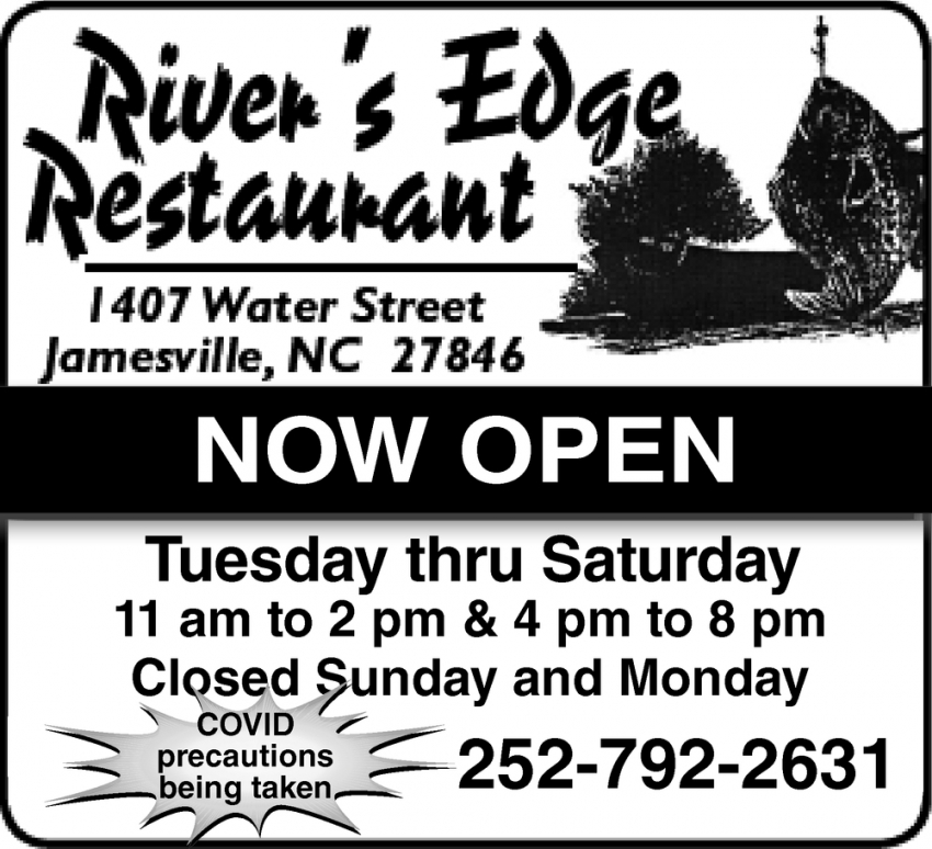 Now Open, River's Edge Restaurant