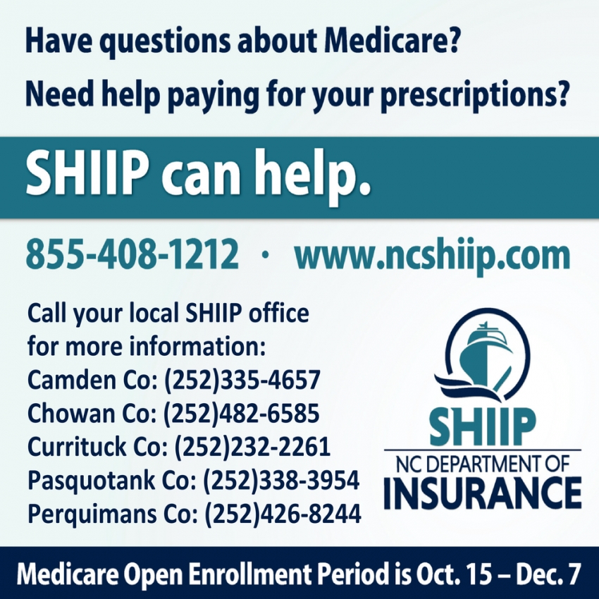 Have Questions About Medicare?, SHIIP NC Department of Insurance